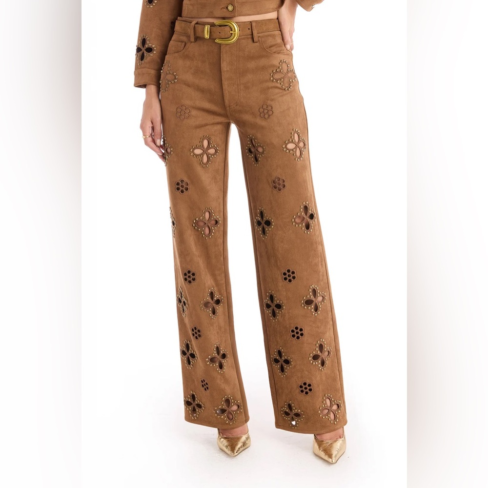 NWT The Noli Shop Kaia Suede High Rise Jean - 26 - Cognac Revolve SOLD OUT
